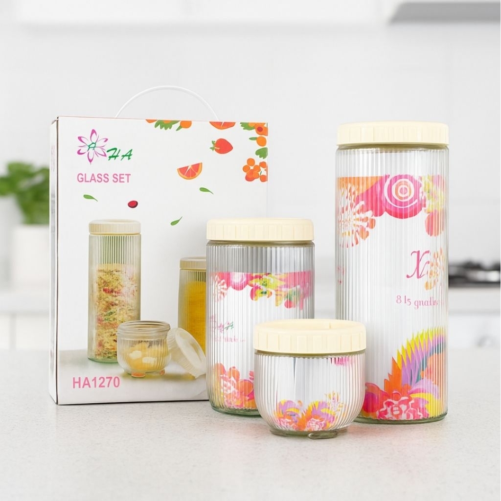 Toples Set  / Glass set / Toples HA 3set/ Temapt menyimpan makanan