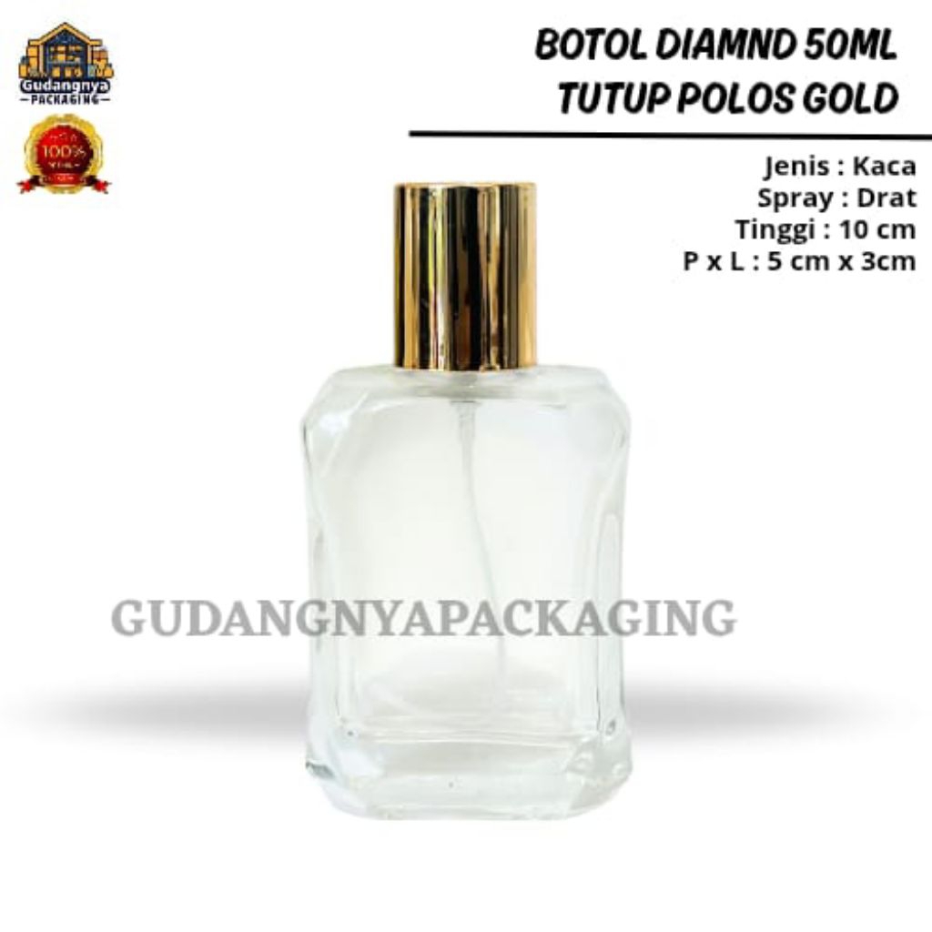 Botol Parfum Diamond Gold 50ML Drat - Botol Parfum Diamond - Botol Parfum Kosong 50ML Drat