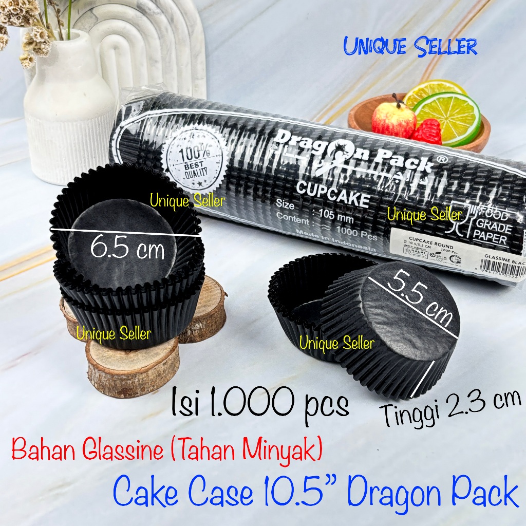 [Isi1000] Cake Case 10.5 Diameter Alas 4.5 & 5.5 cm GLASSINE HITAM / Kertas Cup Cake GLASSINE HITAM 
