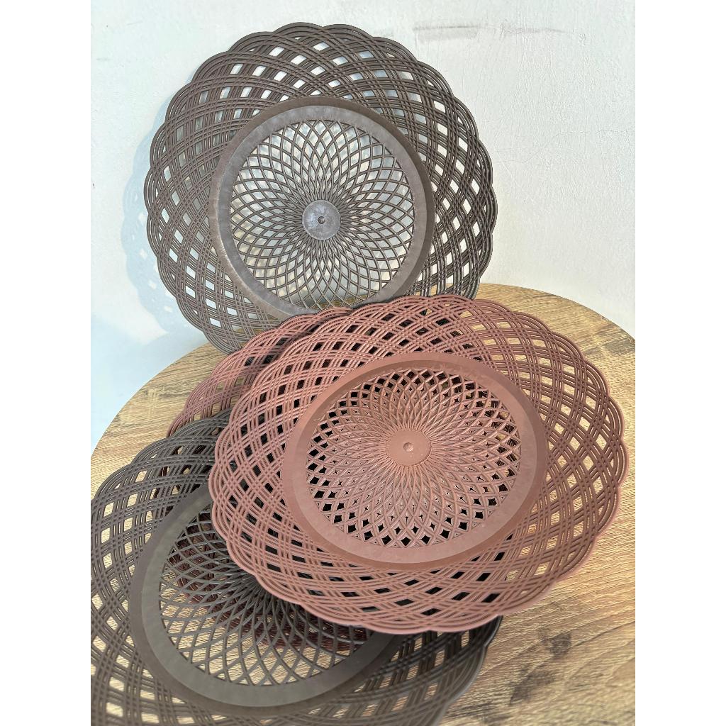 LUSIN 1 LUSIN  PIRING MAKAN ROTAN /PIRING PECEL PIRING AYAM/PIRING ROTAN PLASTIK /PIRING CAFE ROTAN