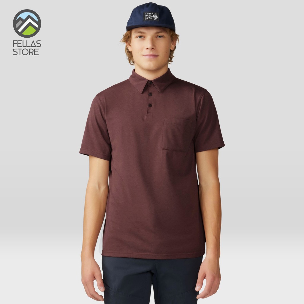 Baju Polo Pria Mountain Hardwear - Men's Low Exposure Polo Clay Earth EOE Stripe