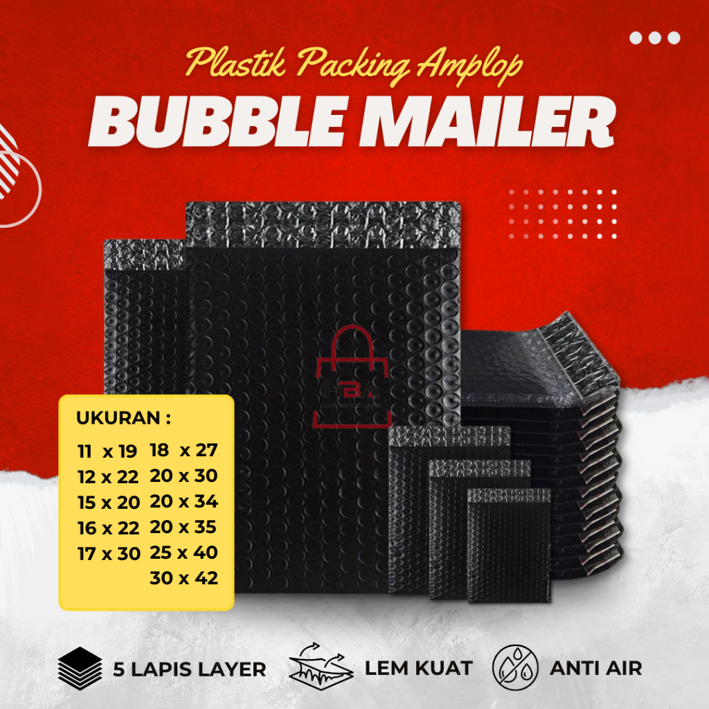 

Kantong Plastik Packing Amplop BUBBLE MAILER Polymailer Bubble Wrap Hitam Black Bungkus Pelastik Paket Usaha Online Shop Murah