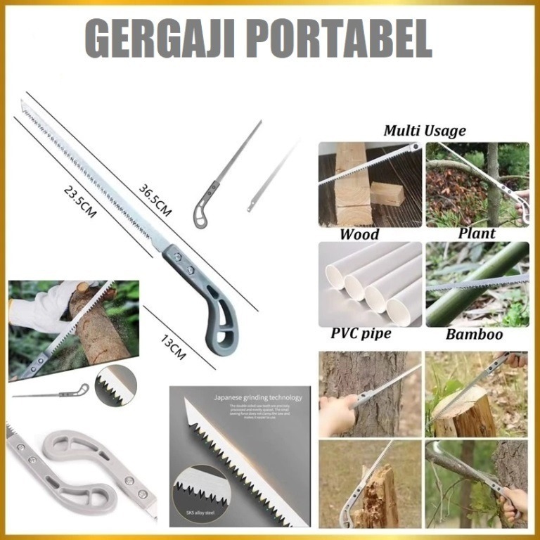 GERGAJI PORTABEL manual portabel universal besi kayu bambu plastik besar