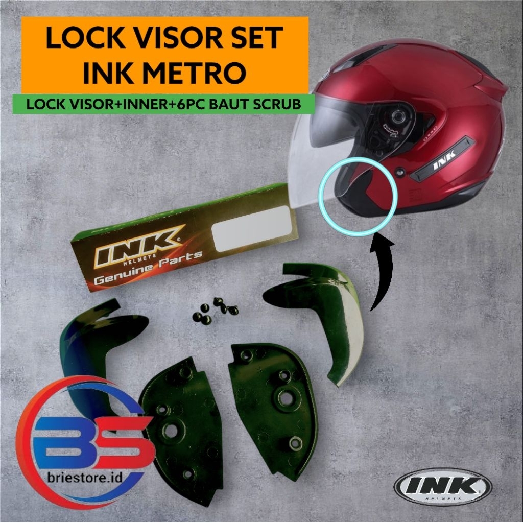 LOCK VISOR SET INK METRO 2 ORI PENAHAN KACA HELM ORIGINAL KOMPLIT
