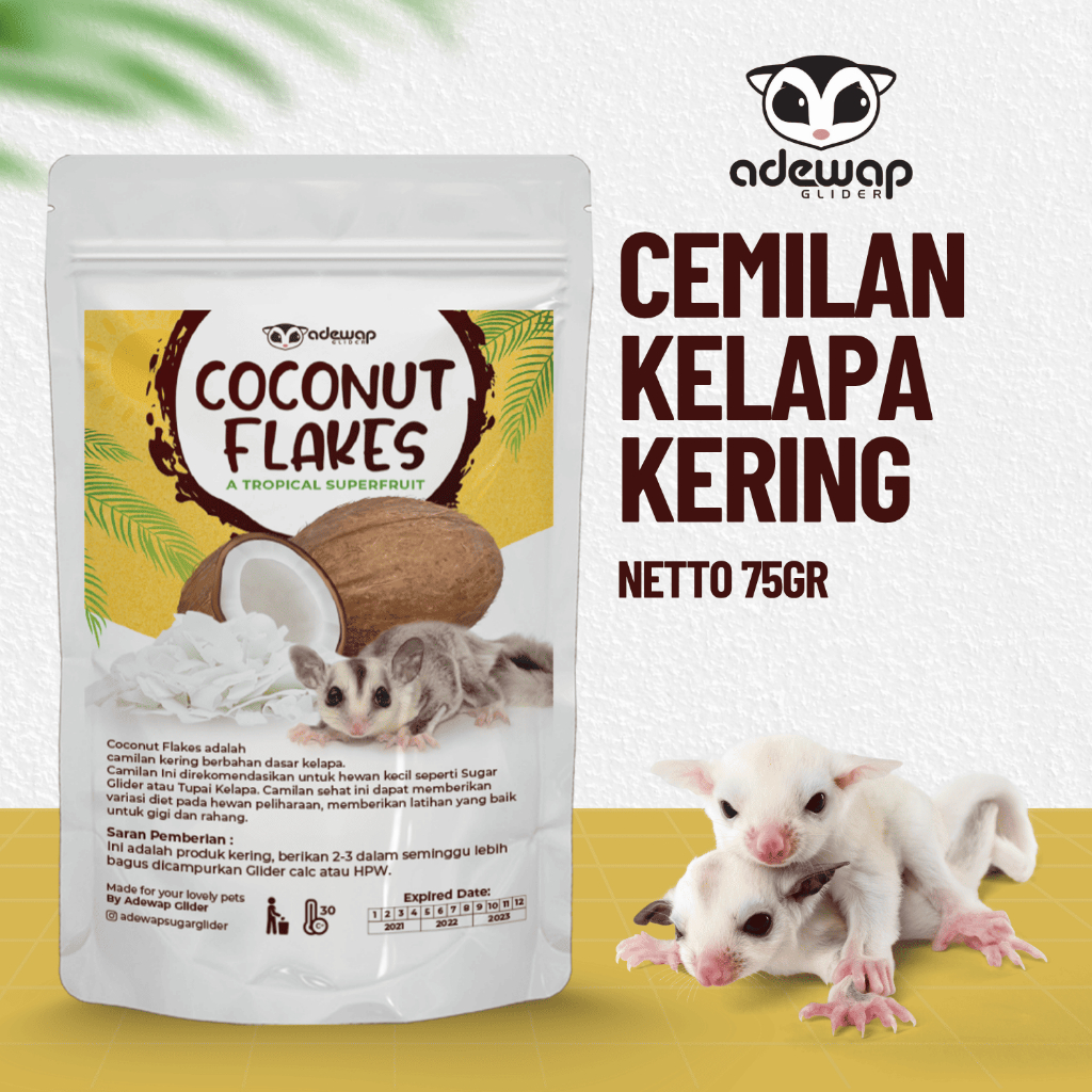 ADEWAP GLIDER Dried Coconut Flakes Camilan Buah Kelapa Sugar Glider Hamster Tupai