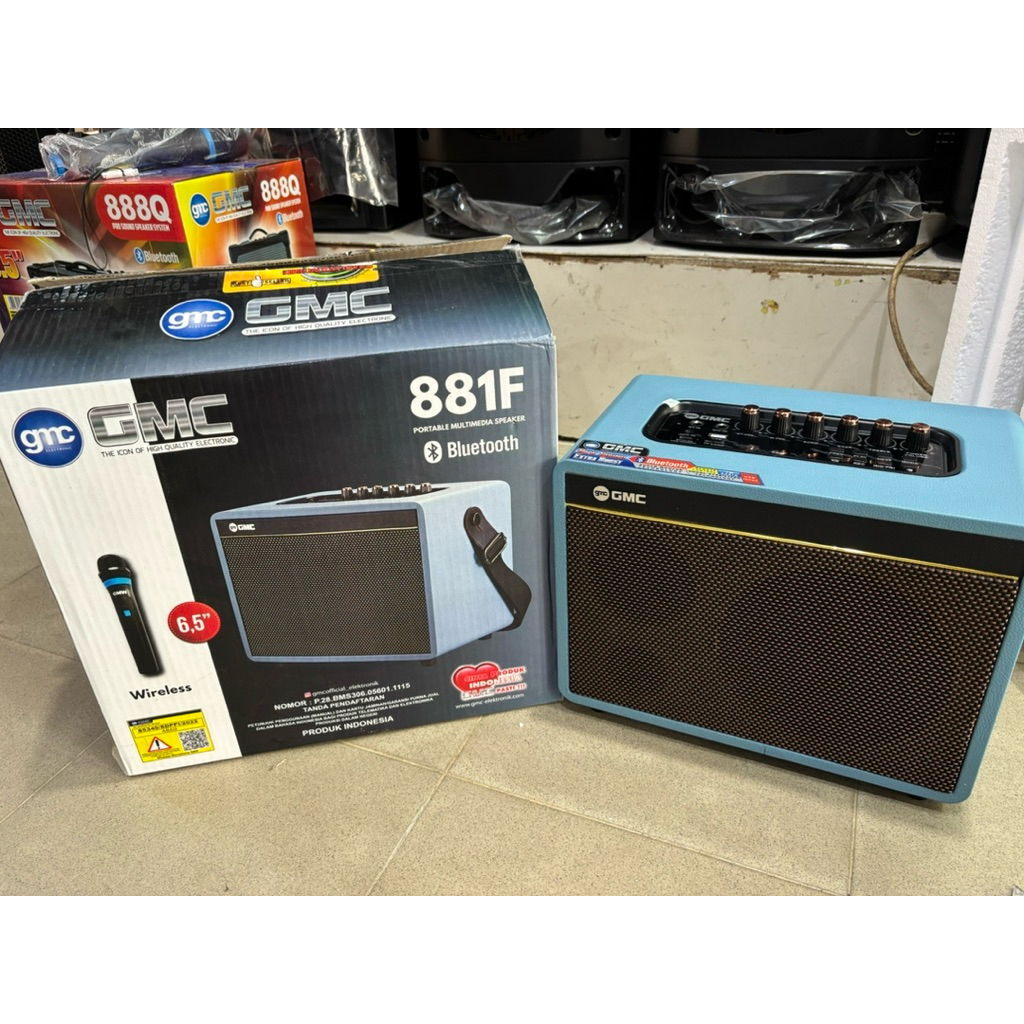 Speaker Aktif GMC 881F Portable Speaker + 1Mic Wireless Speaker Karaoke Bluetooth