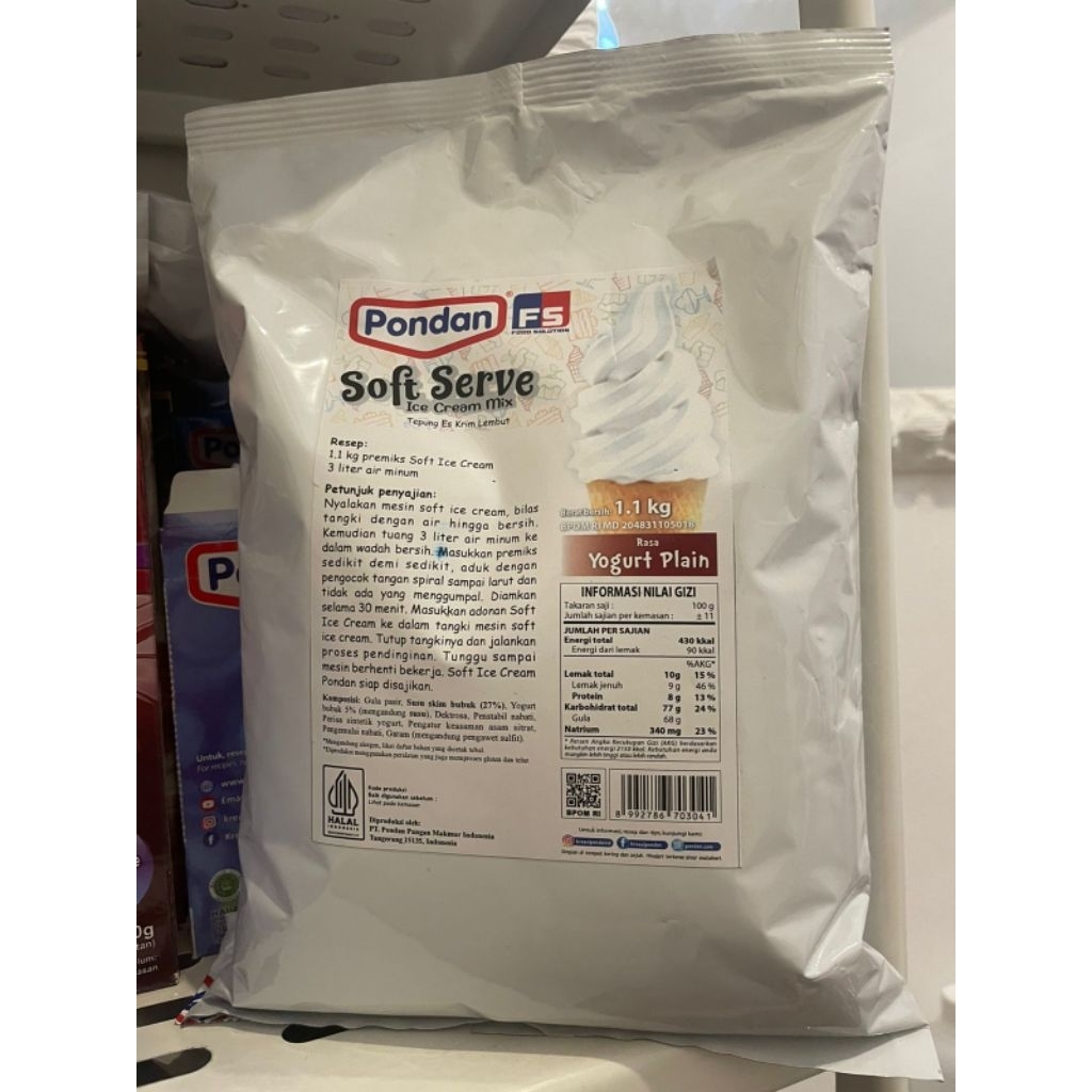 

Pondan Soft Ice Cream Yogurt Plain 1,1Kg