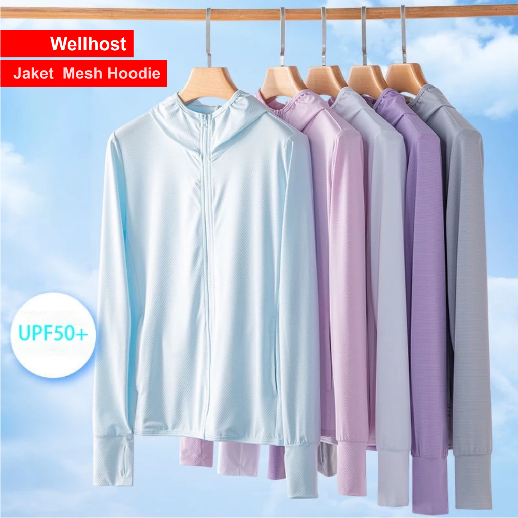 Jaket Olahraga Anti UV UPF50+ Wanita | Jaket Jogging Breathable Anti Matahari Outdoor