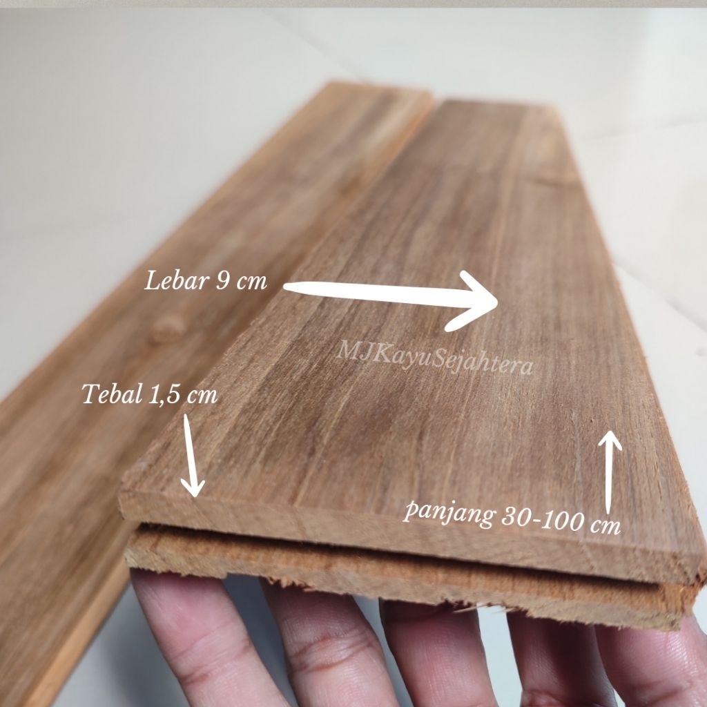 FLOORING LANTAI KAYU JATI MURAH BERKUALITAS HARGA PER METER 1,5 x 9 x 30 - 100 cm