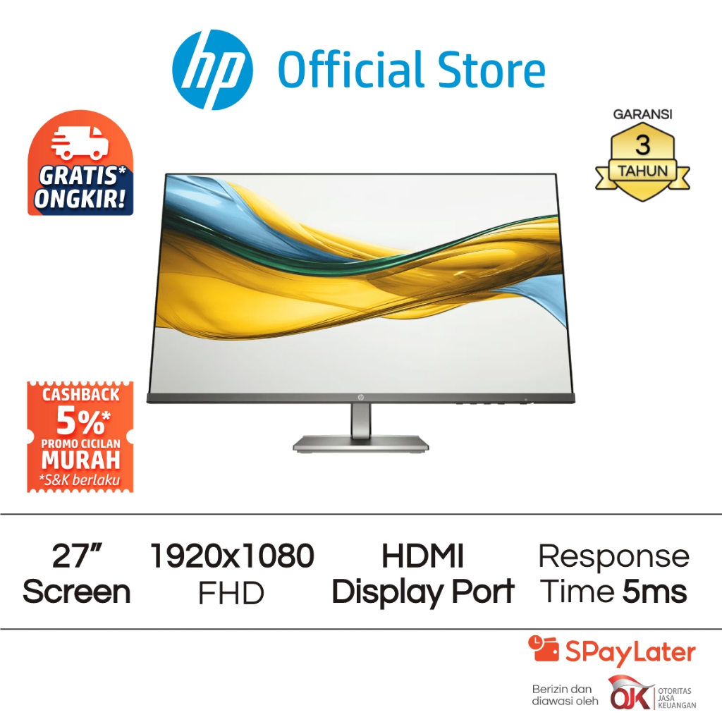 Monitor HP Series 5 FHD 27 Inch 1920 x 1080 48-100 Hz 5ms HDMI Display Port Garansi 3 Tahun Promo Mu