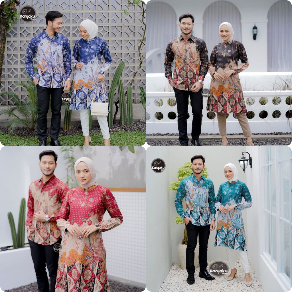 Batik Tunik Couple Modern Set Pakaian Couple Kemeja Batik Pria Premium Baju Batik Couple Tunik Busui