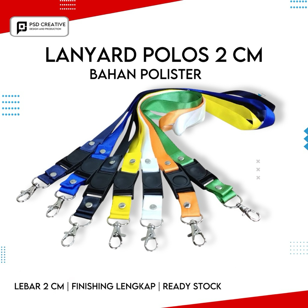 

Tali lanyard polos 2cm murah / Tali id Card polos stopper murah