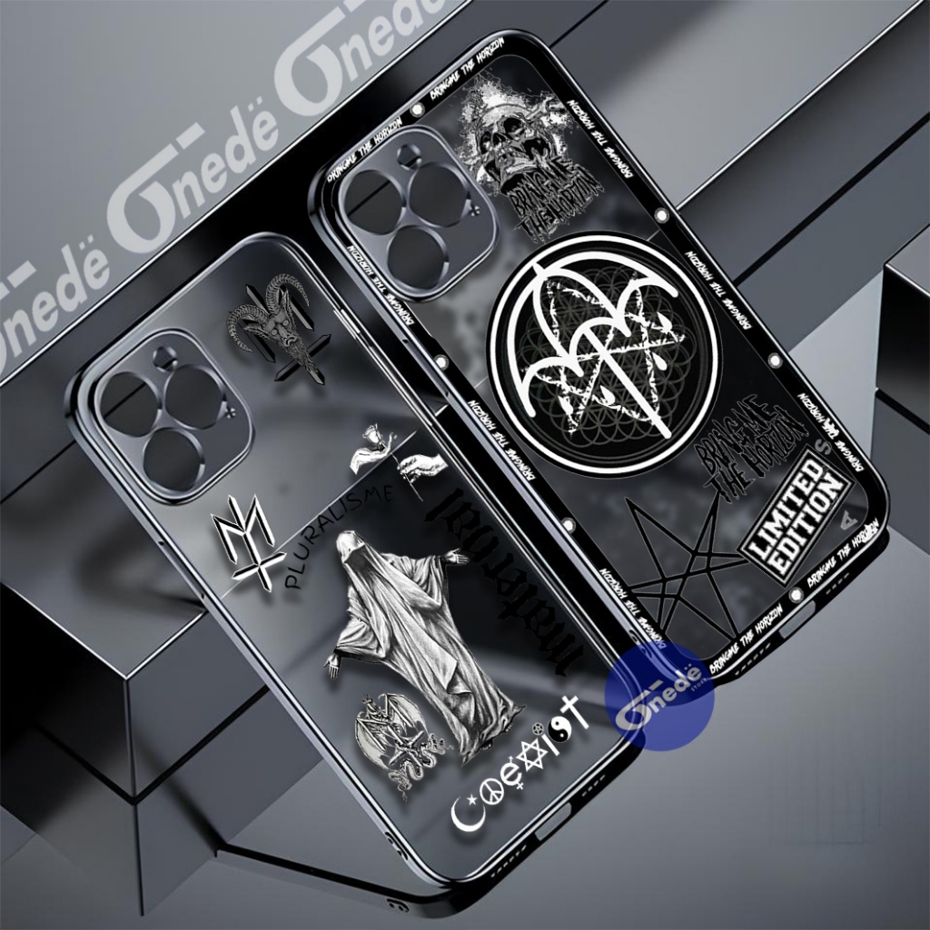 Onede Clear Softcase For Oppo A18 / A15 / A16 / A5s / A12 / A3x Case Bening Motif Stiker metal - All