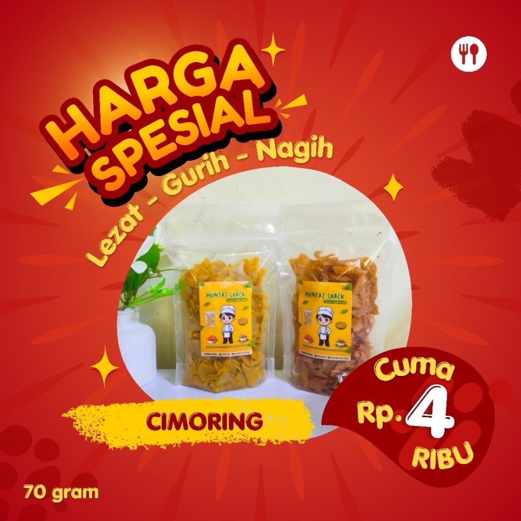 

Cimoring/Molring/Cimol kering 70 gram Rasa Pedas dan Jagung