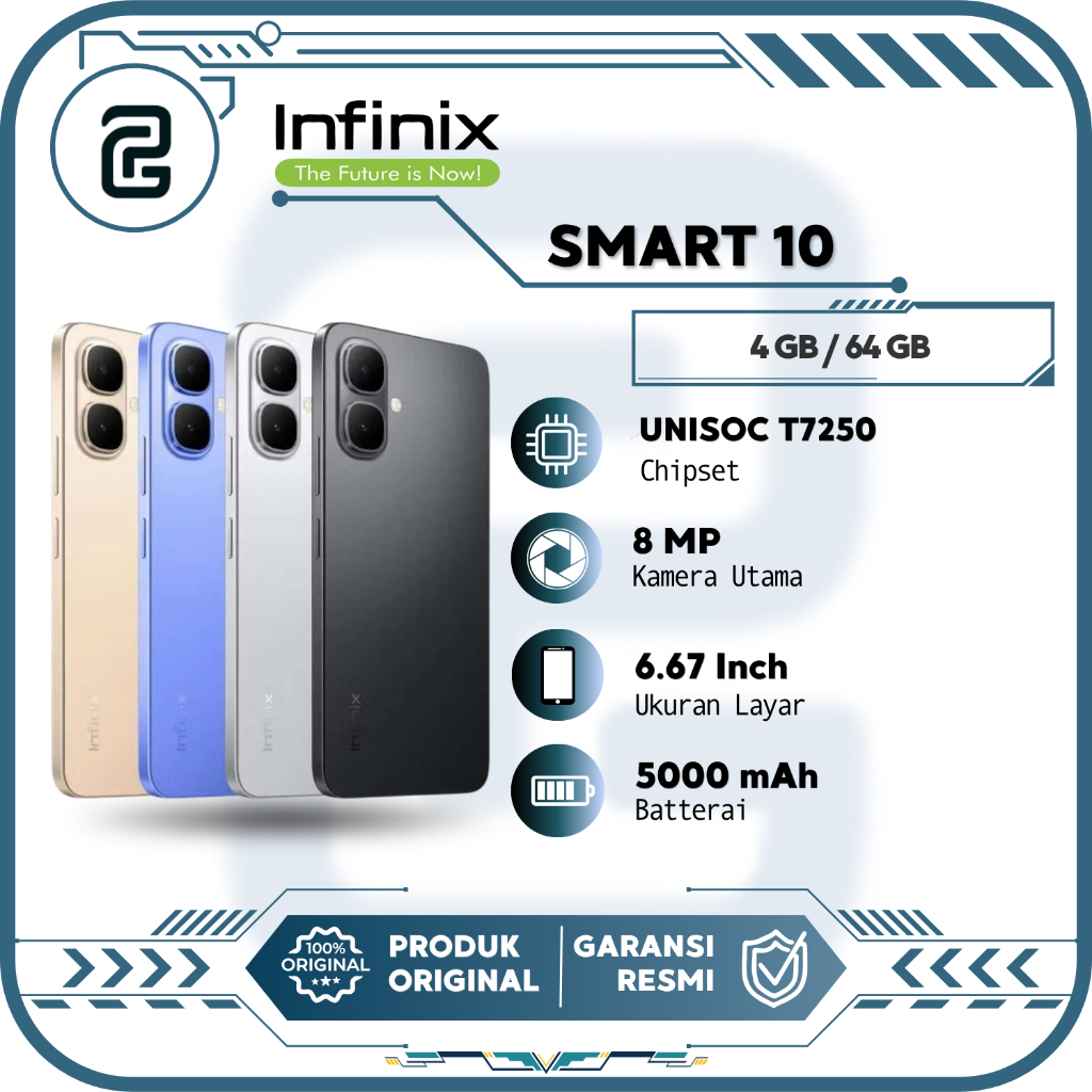 Infinix Smart 10 4 GB / 64GB Hp Android Smartphone Murah Garansi Resmi Indonesia