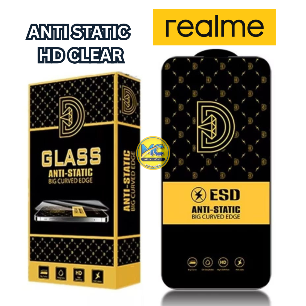 TG TEMPERED GLASS ESD FULL ANTI STATIC HD CLEAR REALME 8 8i 9 9i 9 PRO 9 PRO PLUS 10 10 5G 10 PRO