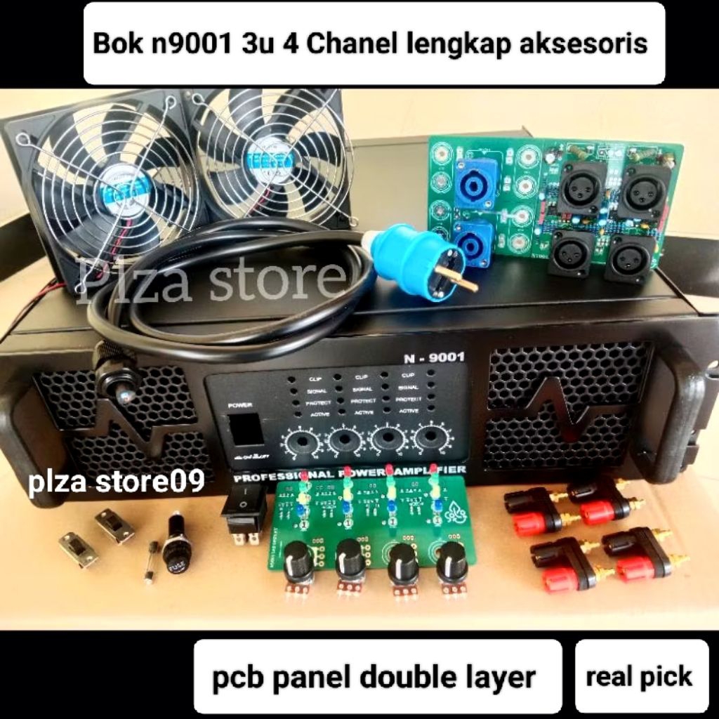 Bok power amplifier N9001 4Chanel 3U komplit aksesoris/Bok power N9001 4 ch lengkap aksesoris Pcb de