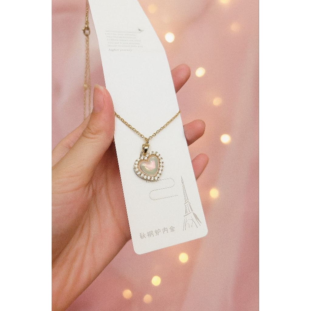 NEW kalung wanita korea love / kalung korea permata love / kalung korea bling lobe / kalung korea wa