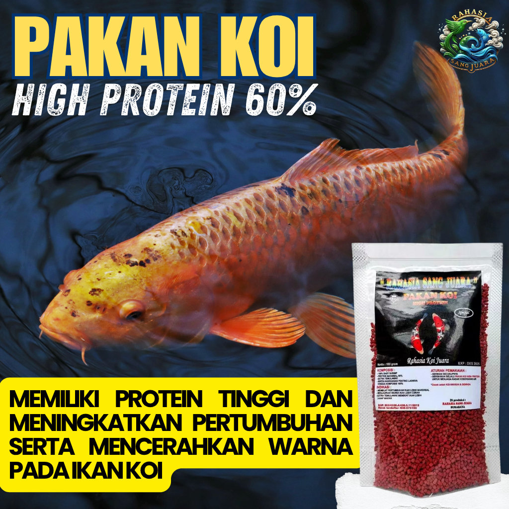 Pakan Pelet Ikan Koi High Protein 100gr Pakan Ikan Protein Tinggi