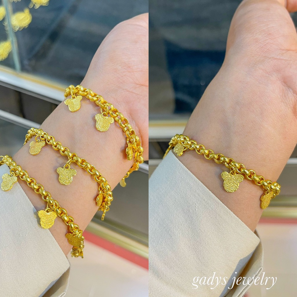 gelang mickey viral terlaris Lapis Emas 24krt Crum Emas Muda 14gram gelang Cewek Replika Premium Gol
