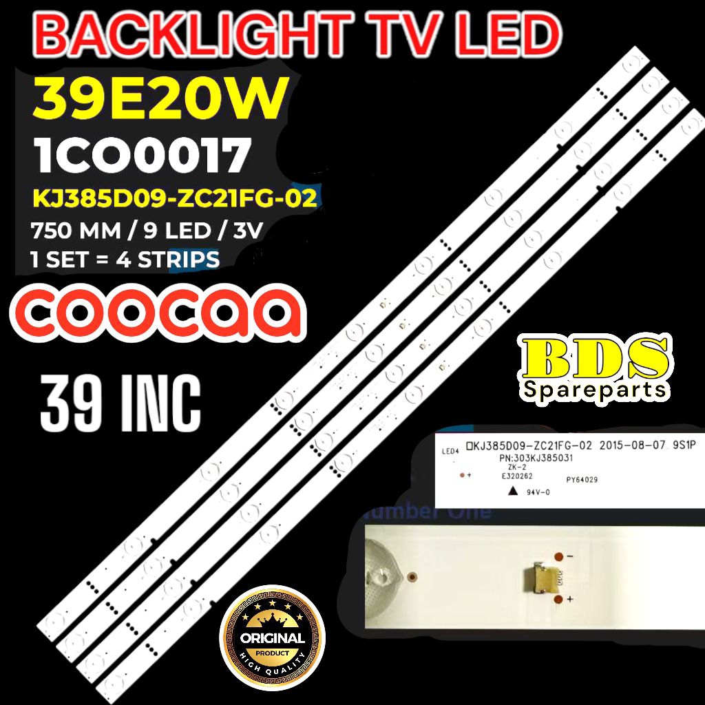 BACKLIGHT TV LED COOCAA 39 INC 39E20W  39E20 W 39E 20W 1 SET 4 STRIP 9 LED