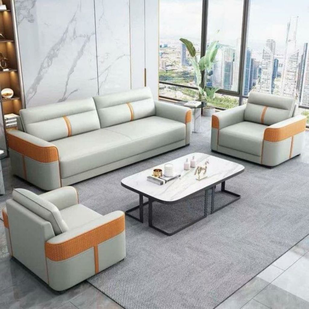 Sofa Kantor 211 Seater Terbaru - Sofa Kulit Oscar Premium - Sofa Minimalis Modern