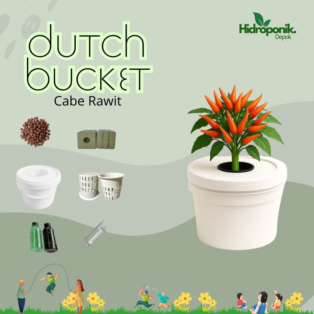 Paket Lengkap Hidroponik System Dutch Bucket Tanaman Cabe Rawit