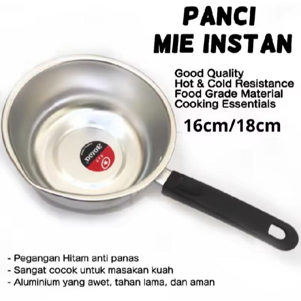 Panci Mie / Panci Susu / Saucepan / Panci Rebus Susu Mie Instant Gagang Alumunium Diameter 18 cm