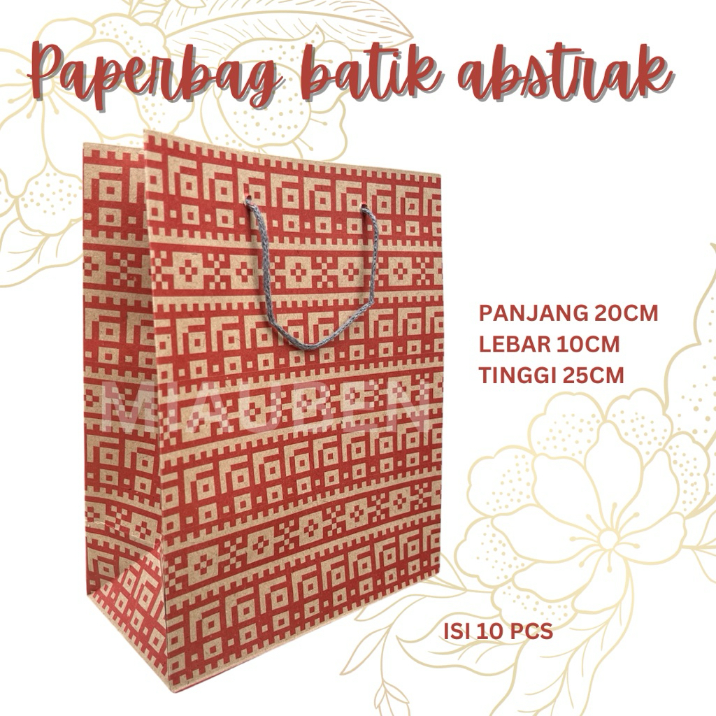 

(Isi 10) paperbag merah tas souvenir corak abstrak