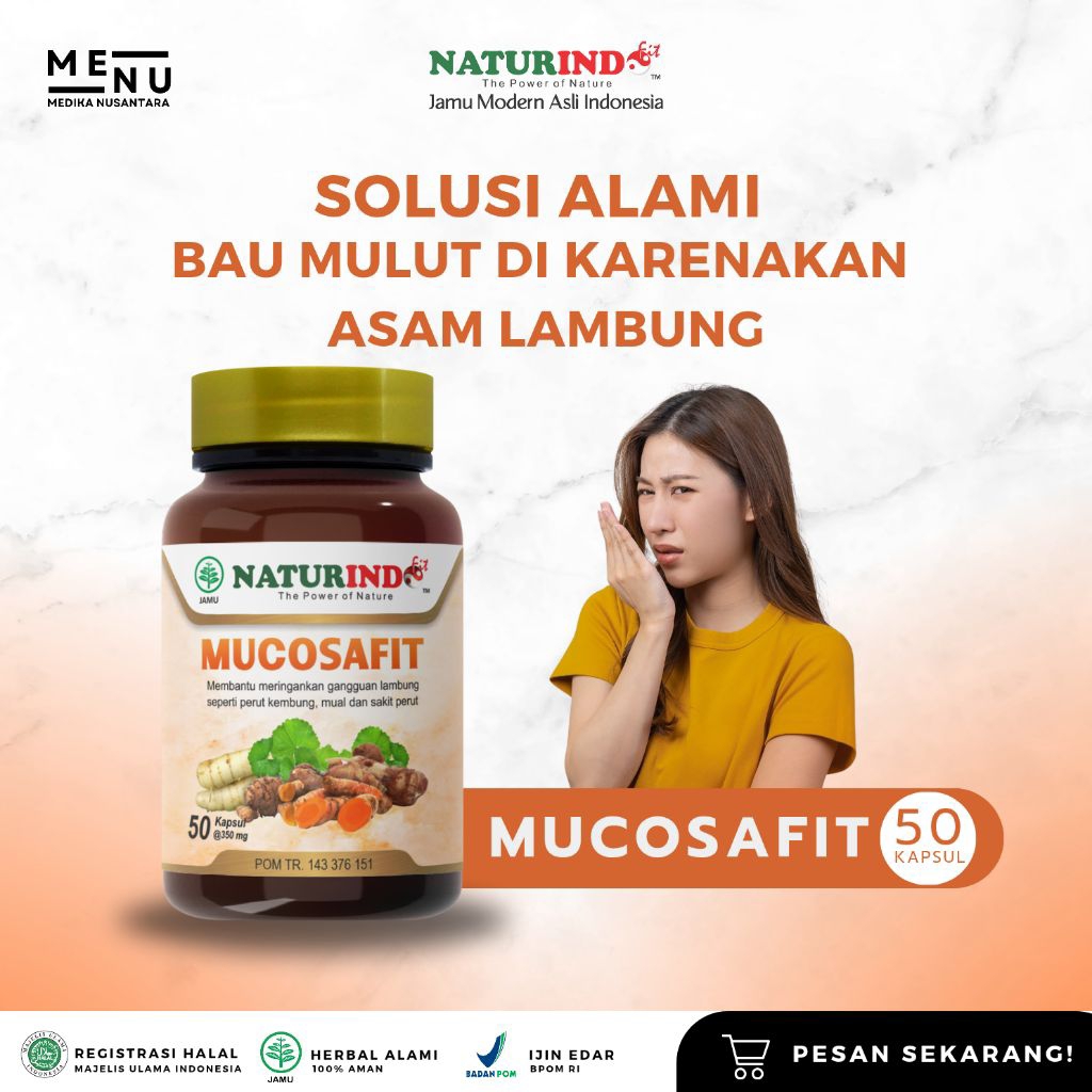 MUCOSAFIT herbal untuk permasalahan bau mulut karena asam lambung - isi 50 kapsul