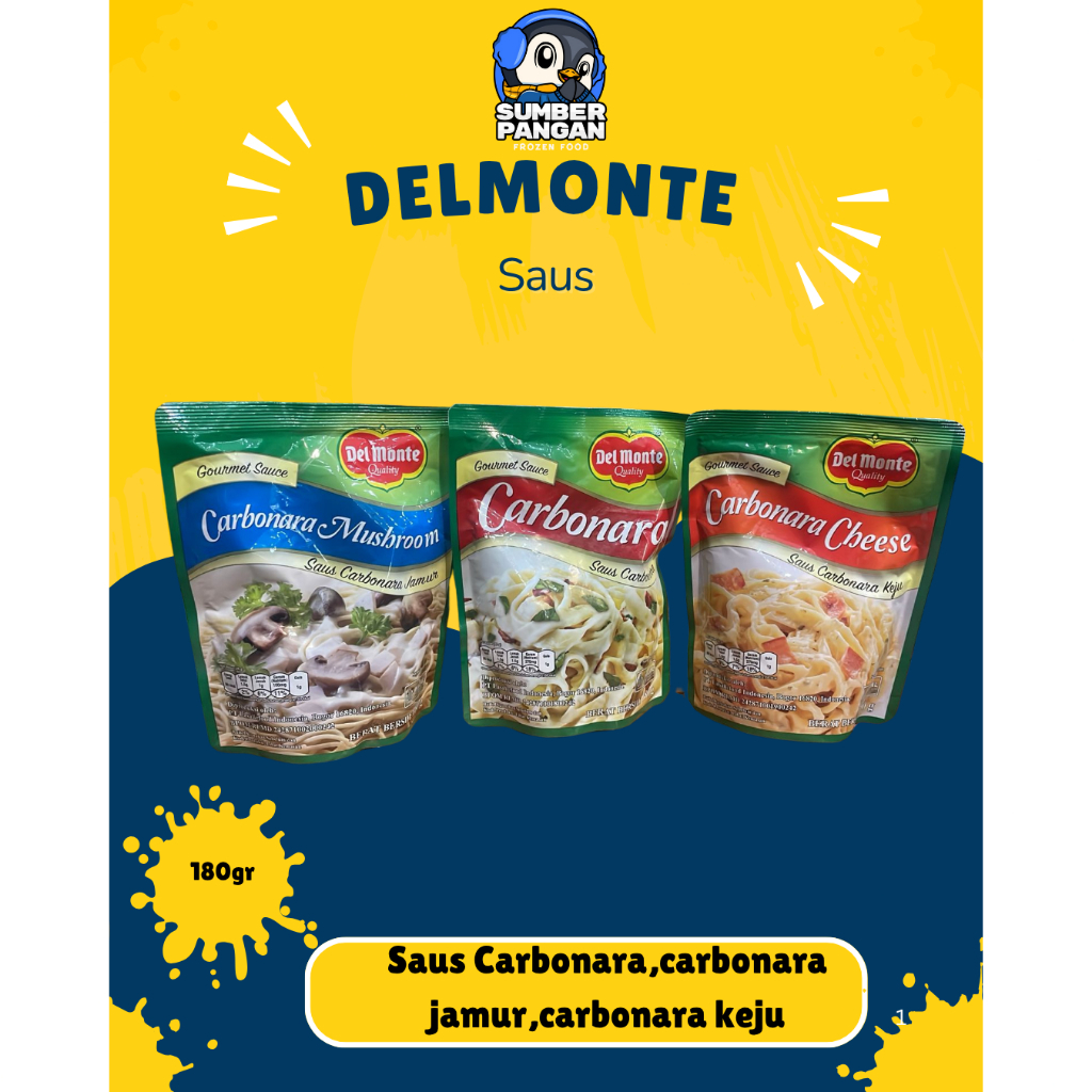 

Delmonte saus Carbonara,Carbonara jamur,Carbonara Keju 180gr