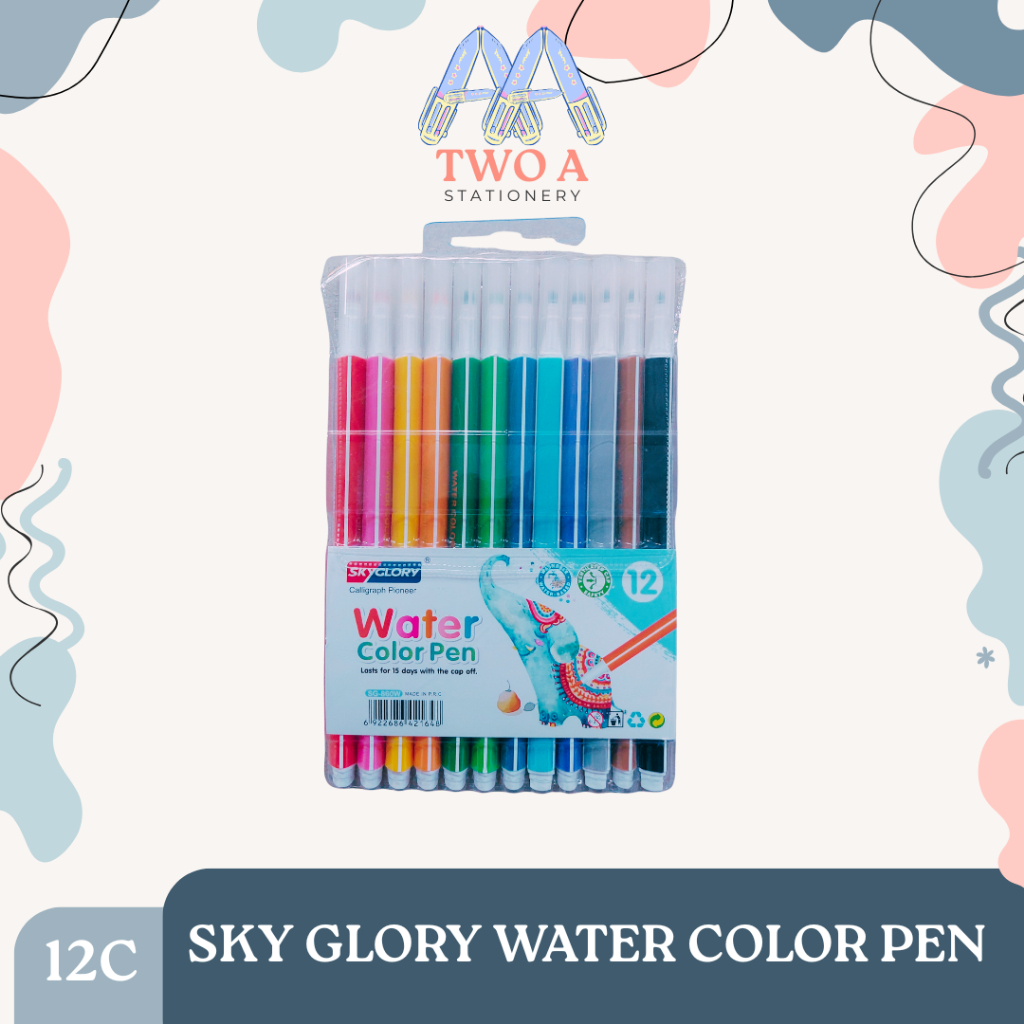 

SKY GLORY WATERCOLOR PEN 12 COLORS / COLOR BRUSH PEN / PENA KUAS WARNA / SPIDOL WARNA SG860W-12