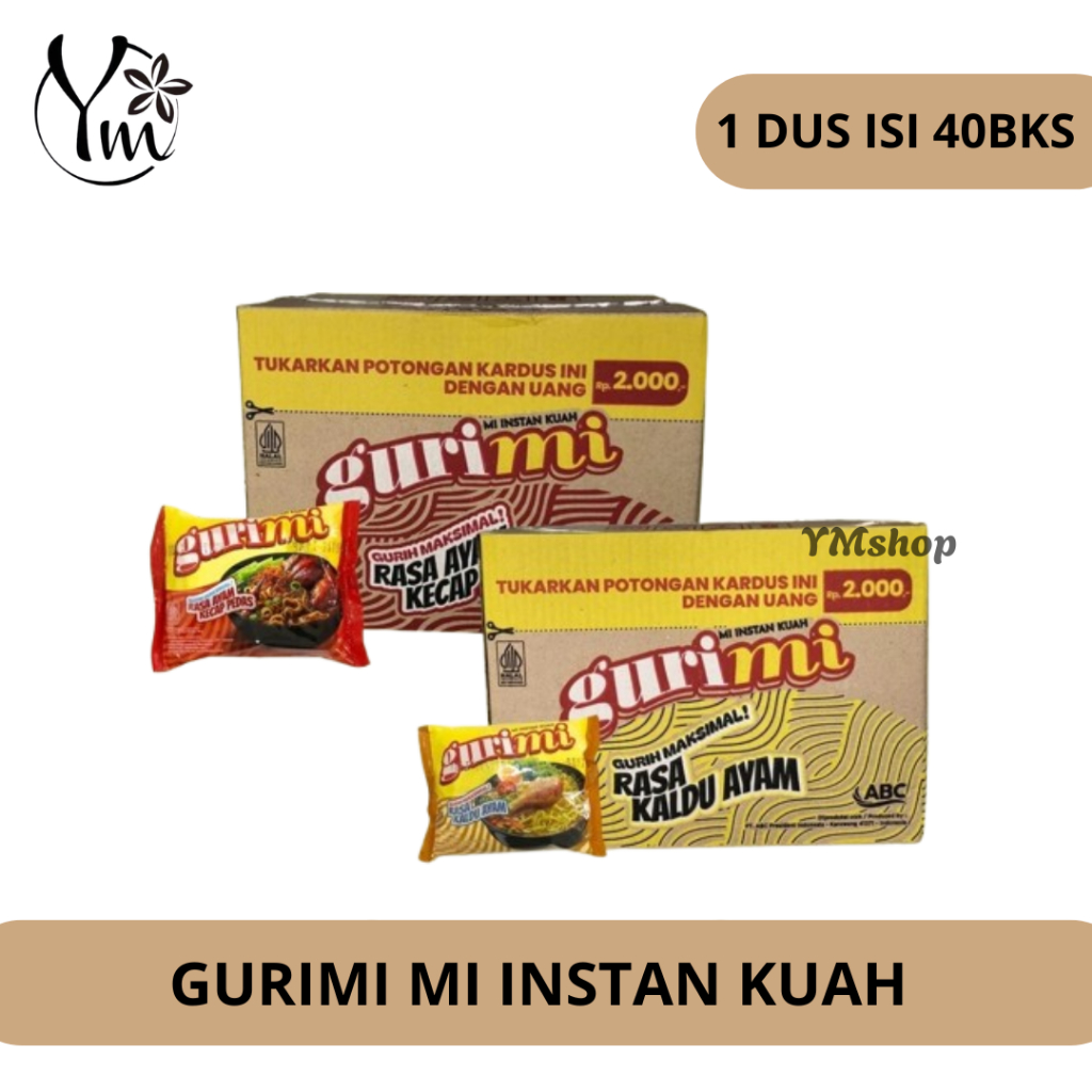 

1 DUS GURIMI Mi Instan Rasa Ayam Kecap Pedas & Kaldu Ayam (40pcs x 60gr) - Mie Termurah