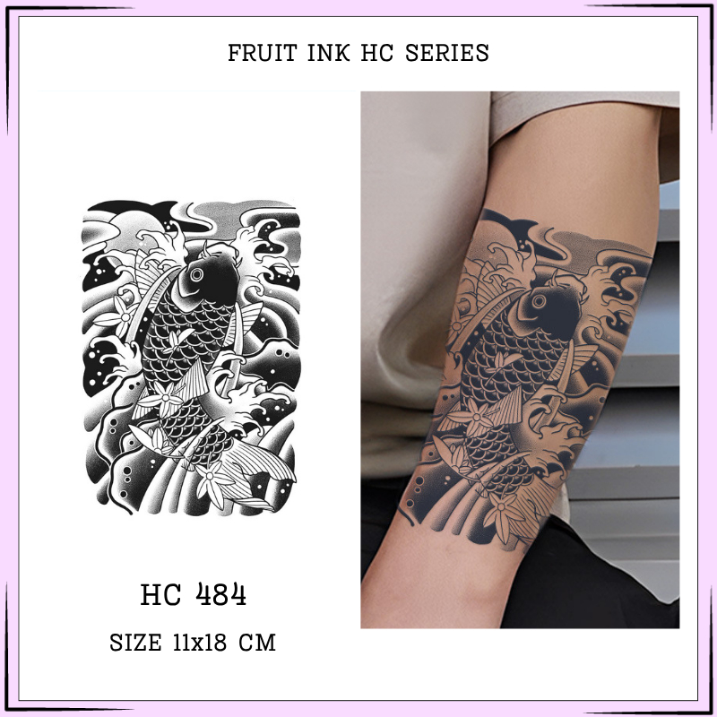 Motify Premium Tattoo Temporary HC-484 Fruit Ink Tato Temporer Motif Ikan Koi Yakuza Keren Tato semi