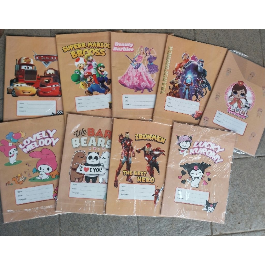 

Sampul buku coklat karakter ukuran quarto