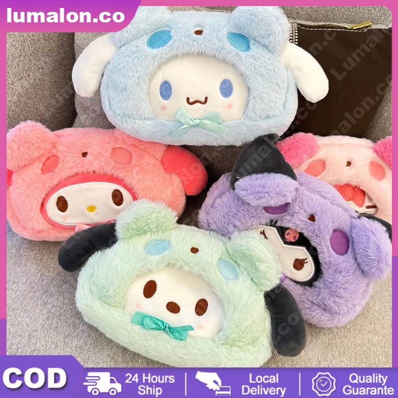 

Tempat pensil mewah berkapasitas besar Tempat Pensil Plush Bulu Lembut Karakter Sanrio Cinnamoroll Pocacco Melody Kuromi