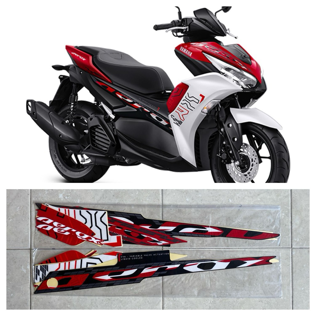 ORIGINAL STRIPING STIKER LIS BODY MOTOR YAMAHA AEROX CONNECTED 155 2024 MERAH PUTIH
