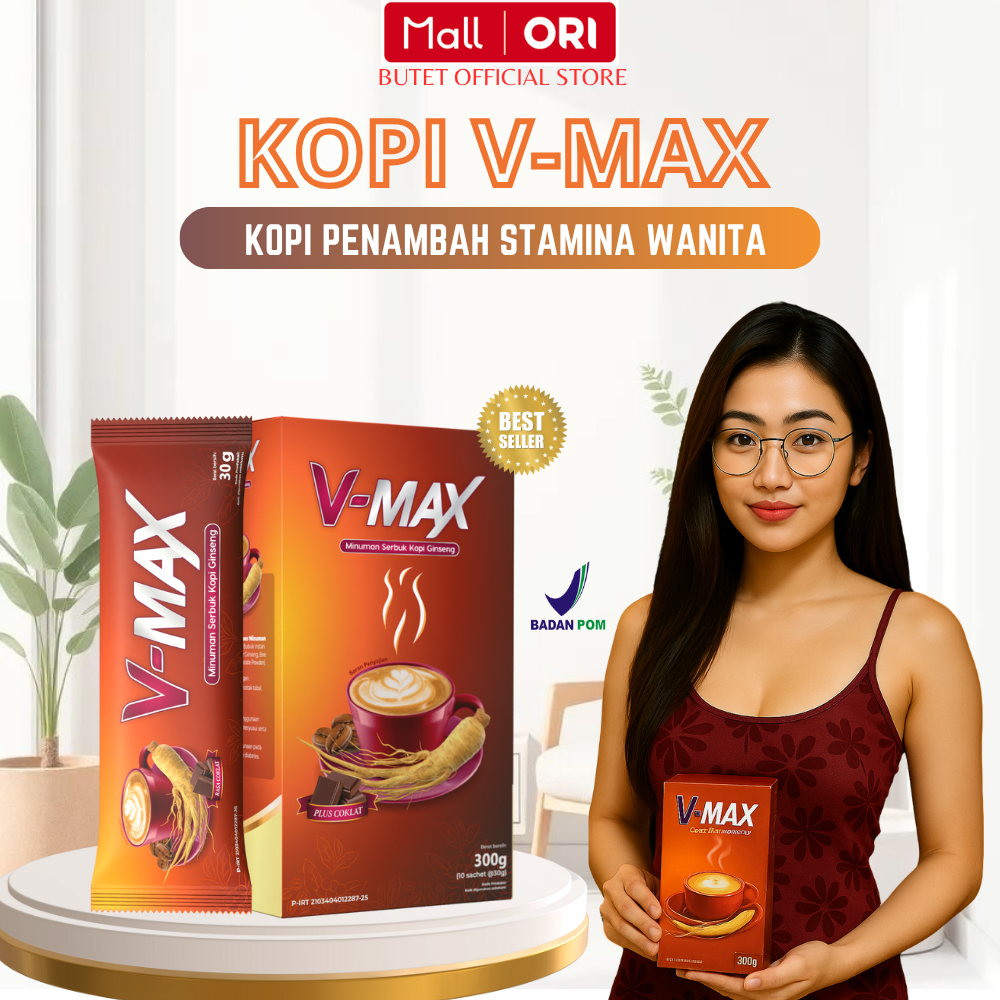 

Vmax Minuman Instan Rasa Cokelat Peningkat Stamina Wanita BPOM 1 Box 10 Sachet