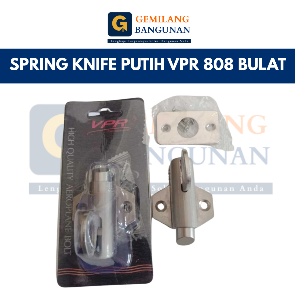 Spring Knife Putih VPR 808 Bulat / Grendel Kodok VPR 808 / Selot Jendela Slot Knip Grendel Kodok Put