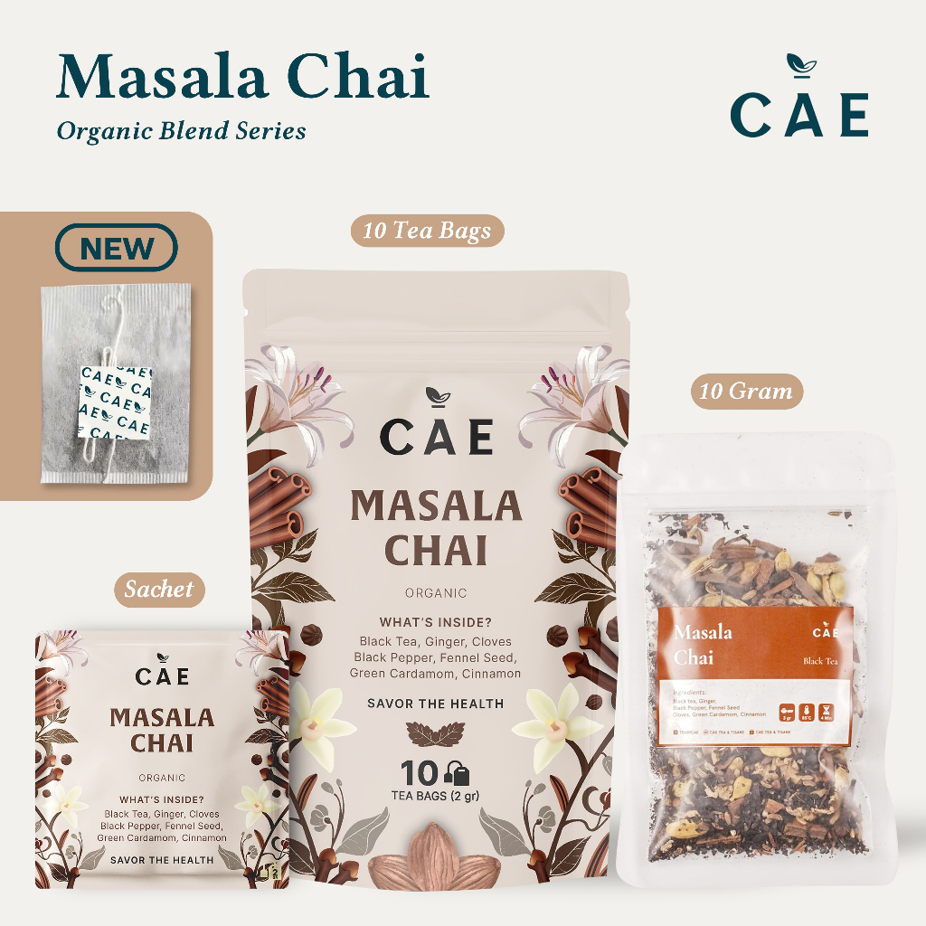 

MASALA CHAI | Herbal Tea Blend Black Tea Ginger Black Pepper Fennel Seed Cloves Green Cardamom Cinnamon Premium 10 Gram