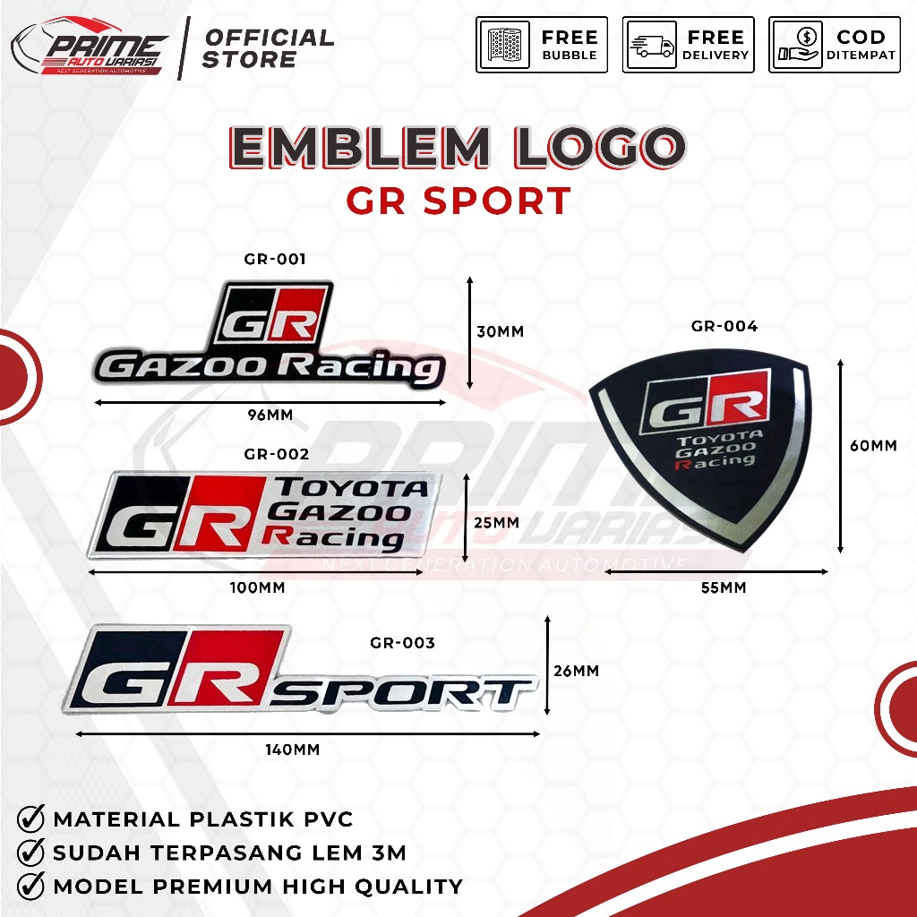 Emblem Toyota GR SPORT GR Logo Emblem GR Racing