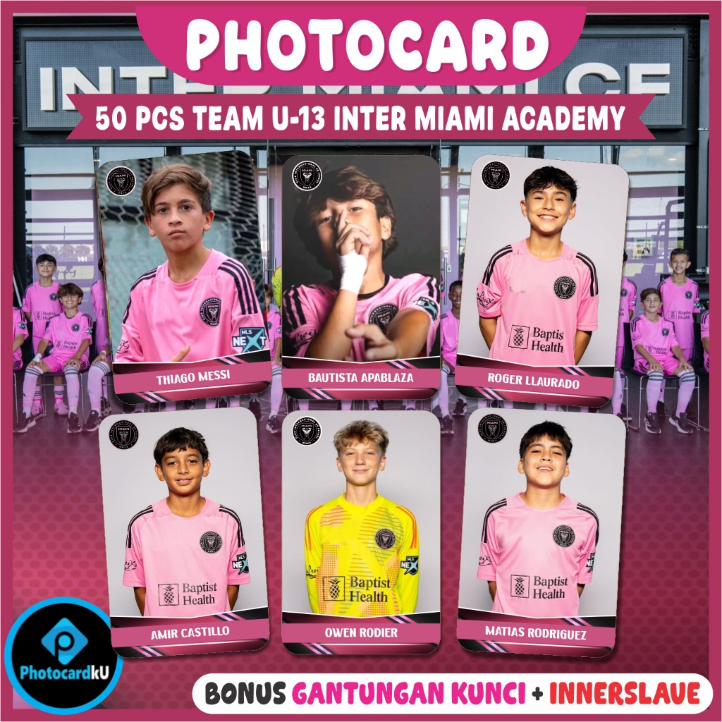 Photocard U-13 Inter Miami Academy 50 Pcs Team Bonus Gantungan Kunci