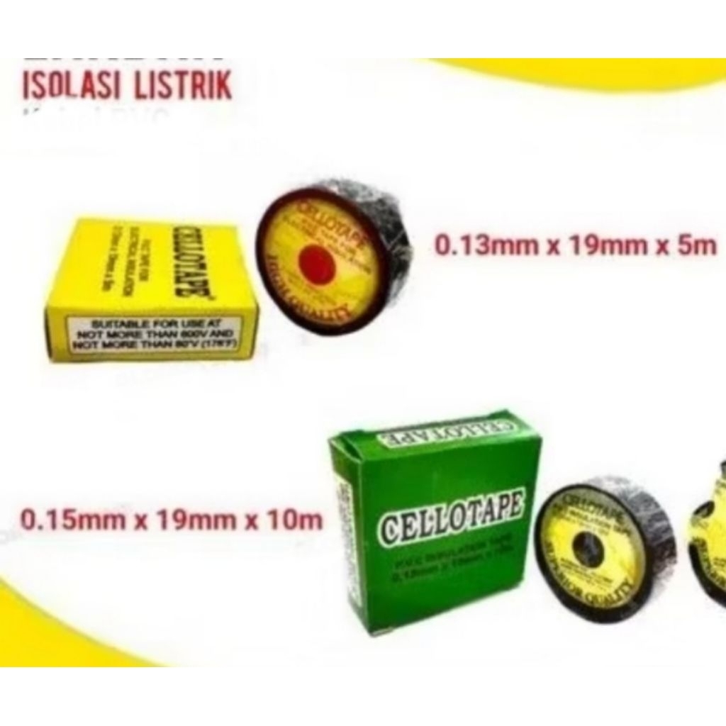 

Cello Cellotape Isolasi Lakban Kabel Wire Listrik Electrical Insulation Tape