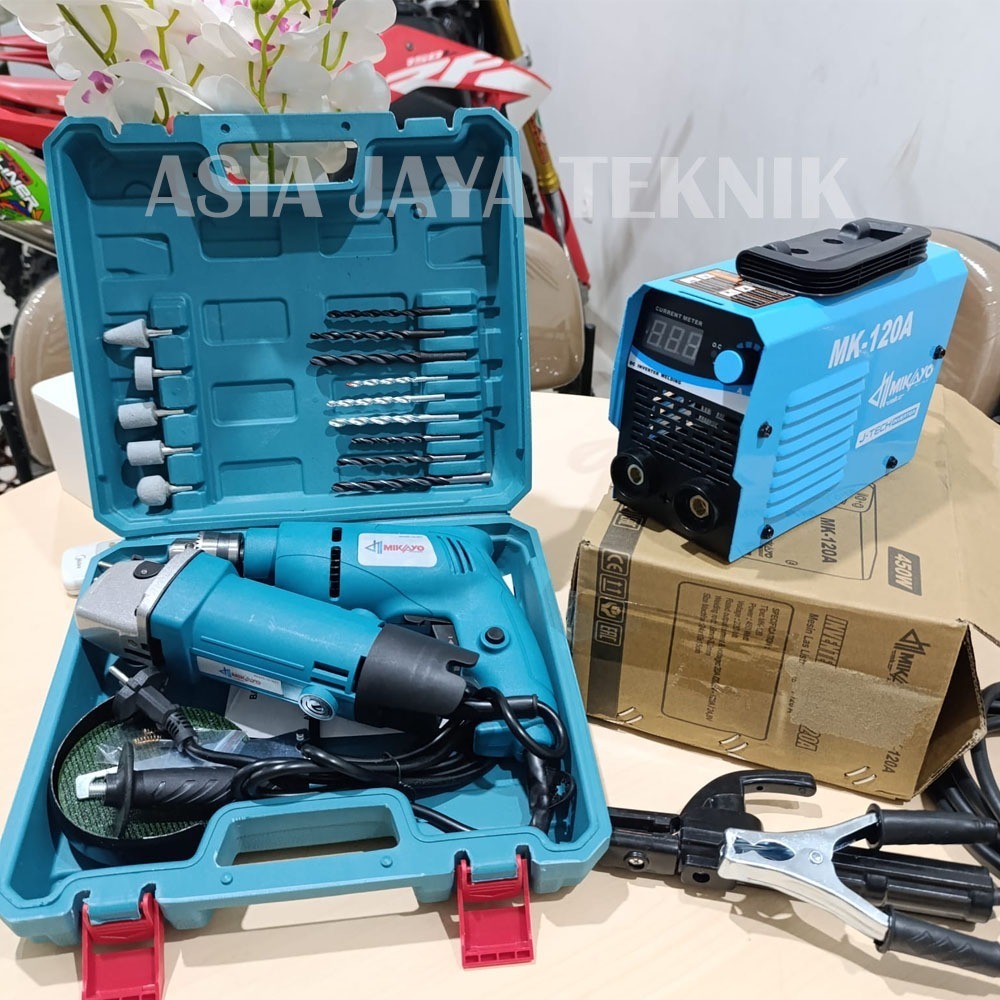 PROMO PAKET HEMAT TUKANG LAS 3 ITEM LENGAP MESIN LAS MIKAYO GERINDA BOR 10MM PAKET TUKANG TERMURAH