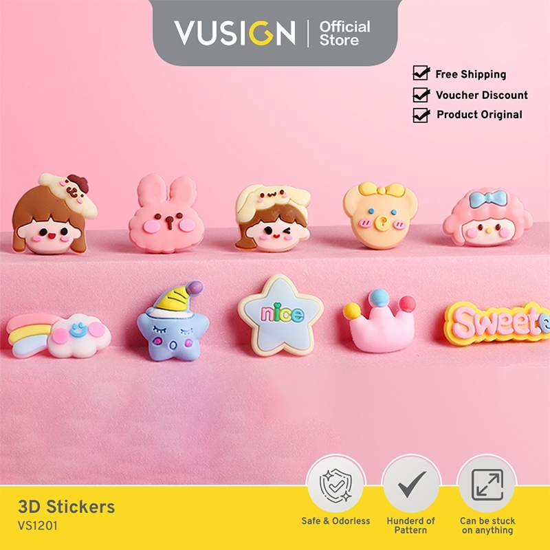 

Vusign Sticker 3D / Tempelan Timbul 100 Pattern Lucu dan warna warni VS120X