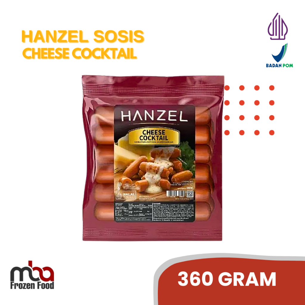 

Hanzel Cheese Cocktail 360 gram /Sosissapi /Sapi /Sosis /Daging /Kornet /Sate /Snack /Camilan /Dagingsapi /Burger /Dagingayam /Ayam /Frozenfood /Smokebeef /Beef /keju /cheese