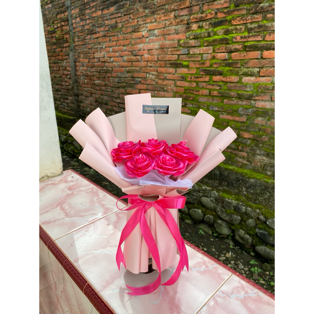 

Bouquet Pita Satin Rose pink | Buket Pita Satin Mawar Maroon [Free Packaging]