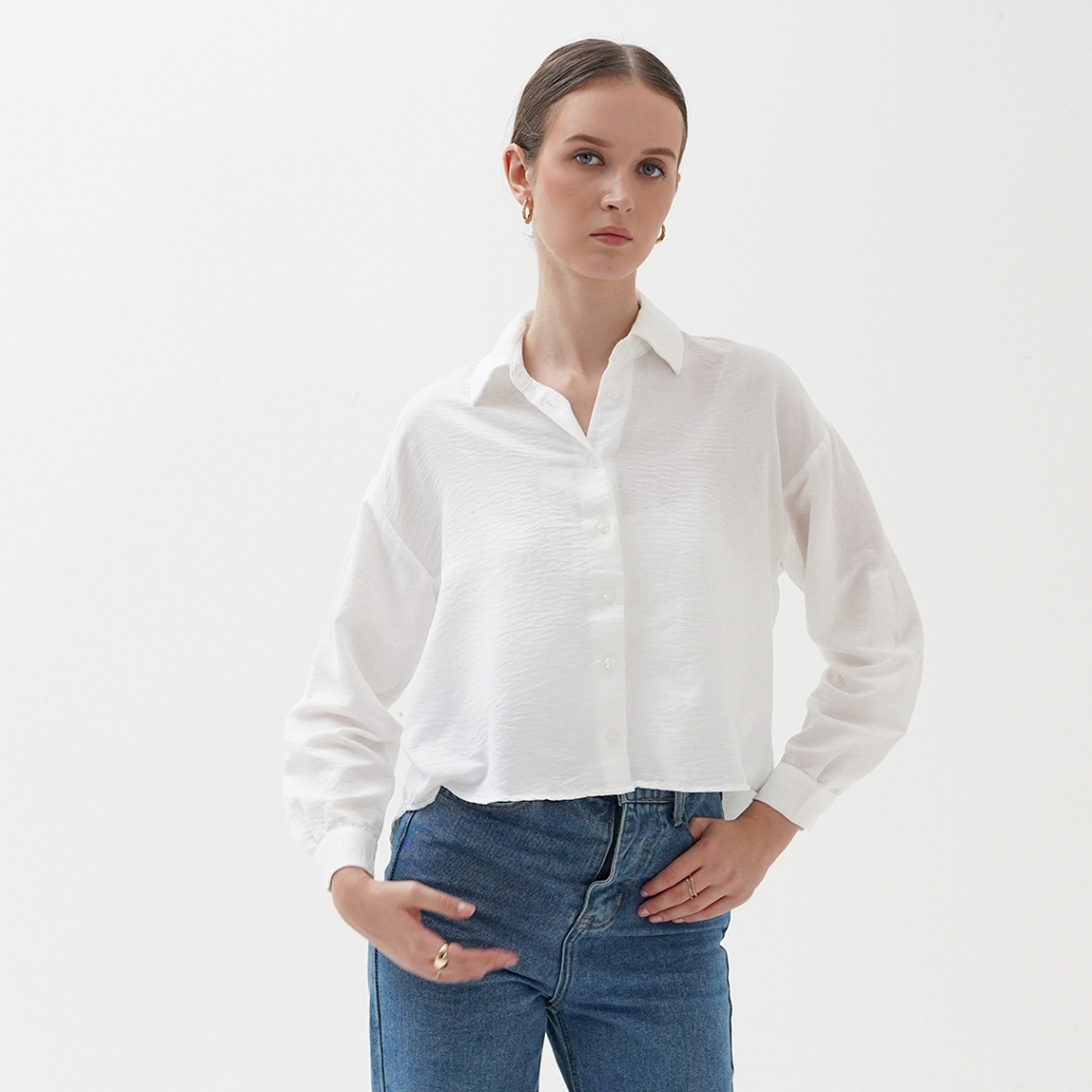 Mississippi Crinkle Shirt Kemeja Wanita Lengan Panjang LIN000601M Putih