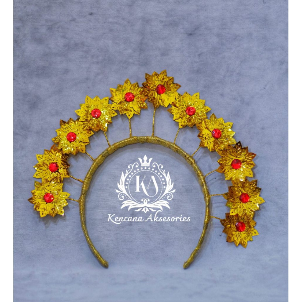 Makhota Bando Adat Jawa Gold Hiasan Kepala Adat Karnaval Tari Pengantin