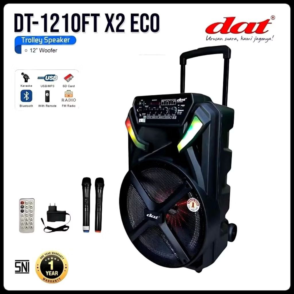 Speaker Bluetooth Portable DAT 12 inch DT-1210FT X2